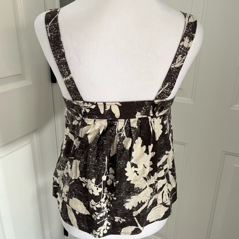 Anthro HD In Paris Laurel Sz‎ 2 Tank Top 31” Bust Floral Button Sleeveless Linen - Picture 5 of 11
